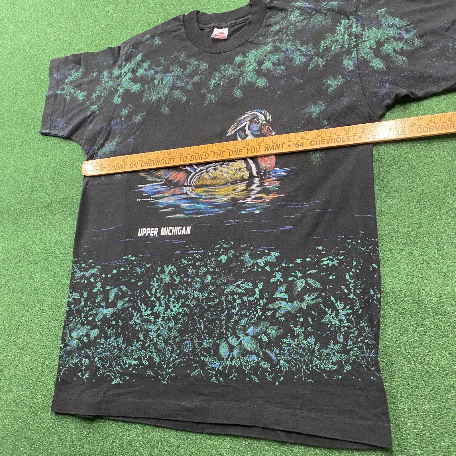 Vintage Nature Shirt Mens XL Black 90S Upper Michigan Duck All Over Print USA gallery