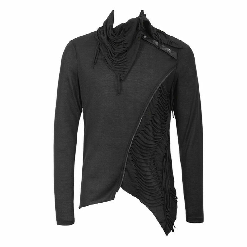 Men's Gothic Asymmetry Top Punk Rock Stage Performance Splicing Long Sleeve Tees gallery