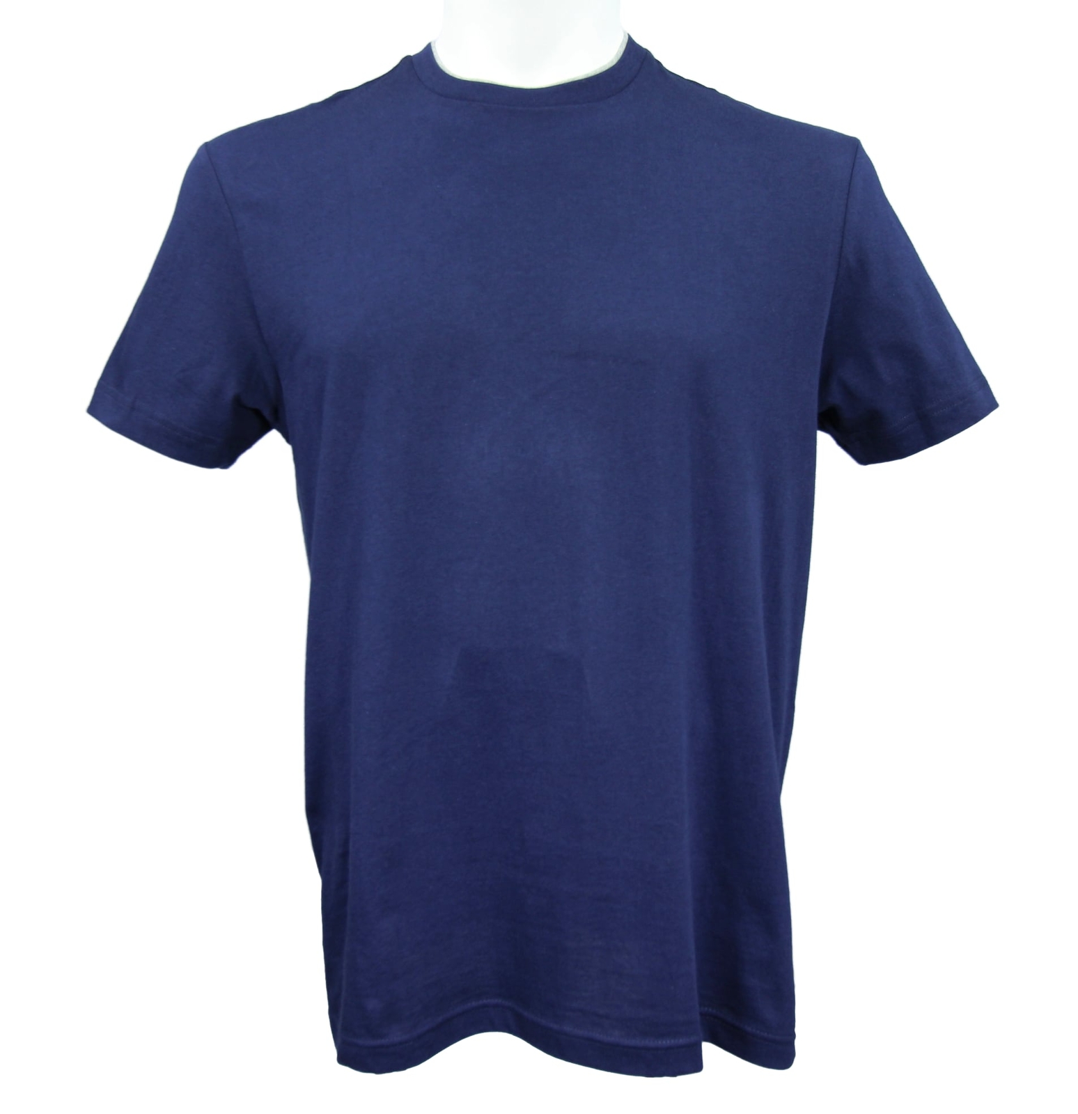 Men's Navy Blue Club Room 100% Cotton Gray Collar Trim T-Shirt, Size XL gallery