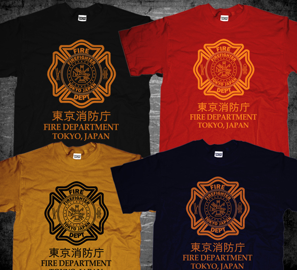 New Japan Style Tokyo Fire Department TFD Firefighter Firement Rescue T-shirt