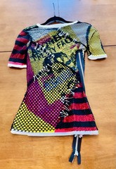 DSQUARED2 Punk Graphic Mesh OverlayStatement Top XS NWT With Safer Pins & Mesh
