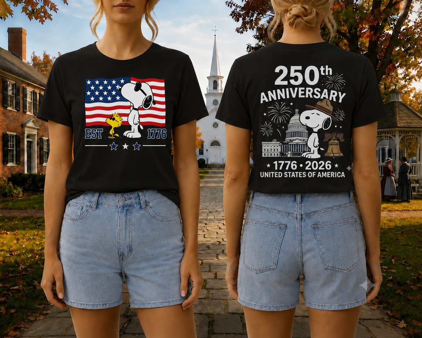 Snoopy 250th Anniversary T Shirt Front Back 1776 2026 America 4th Of July Tee gallery