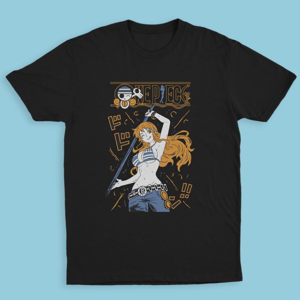 One Piece Nami T-Shirt Anime Graphic Tee Unisex Black Cotton S-5XL