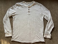 Men’s Marine Layer Long Sleeve Henley Shirt M/L White Striped Cotton Blend