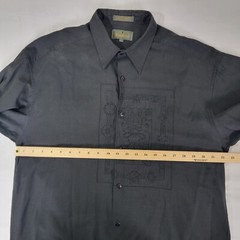 Bugatchi Uomo Black Long Sleeve Embroidered Button Up Shirt Sz Large Star Sun GU