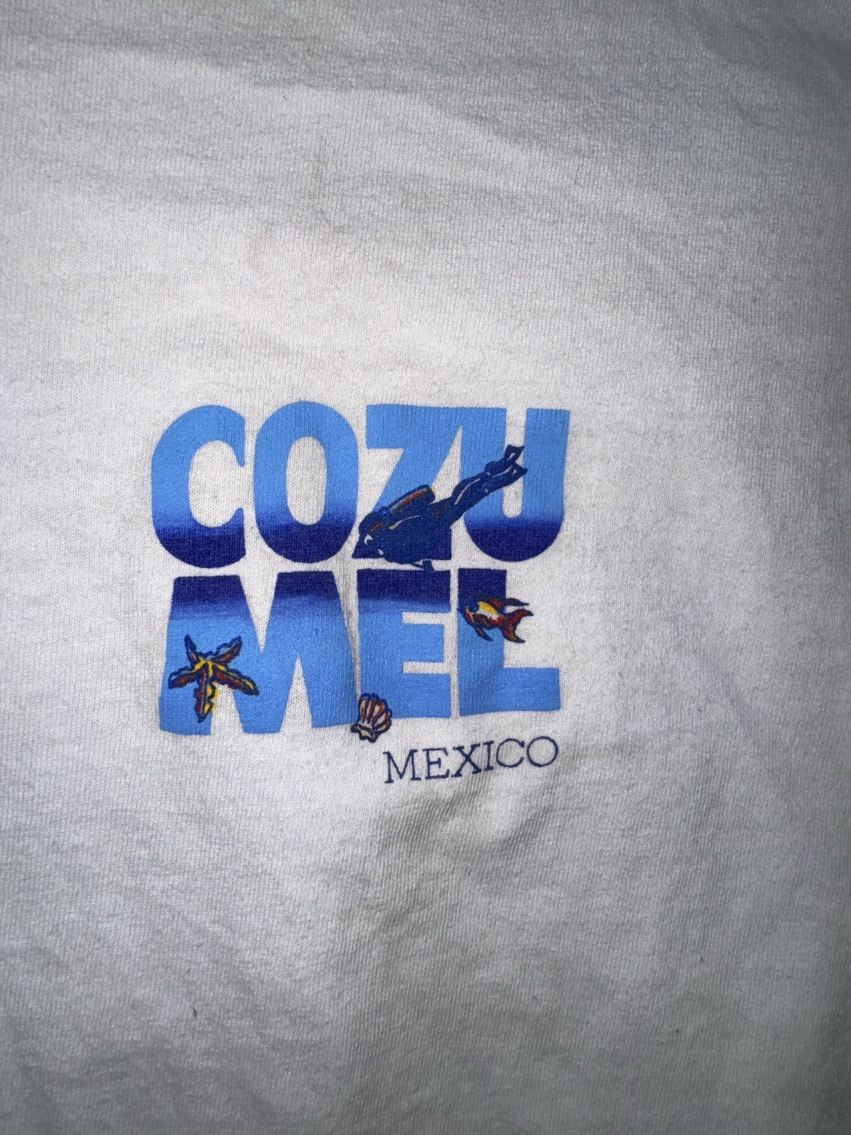 Cozumel Mexico Mens Long Sleeve T Shirt White Graphic Print Medium Scuba Diving gallery