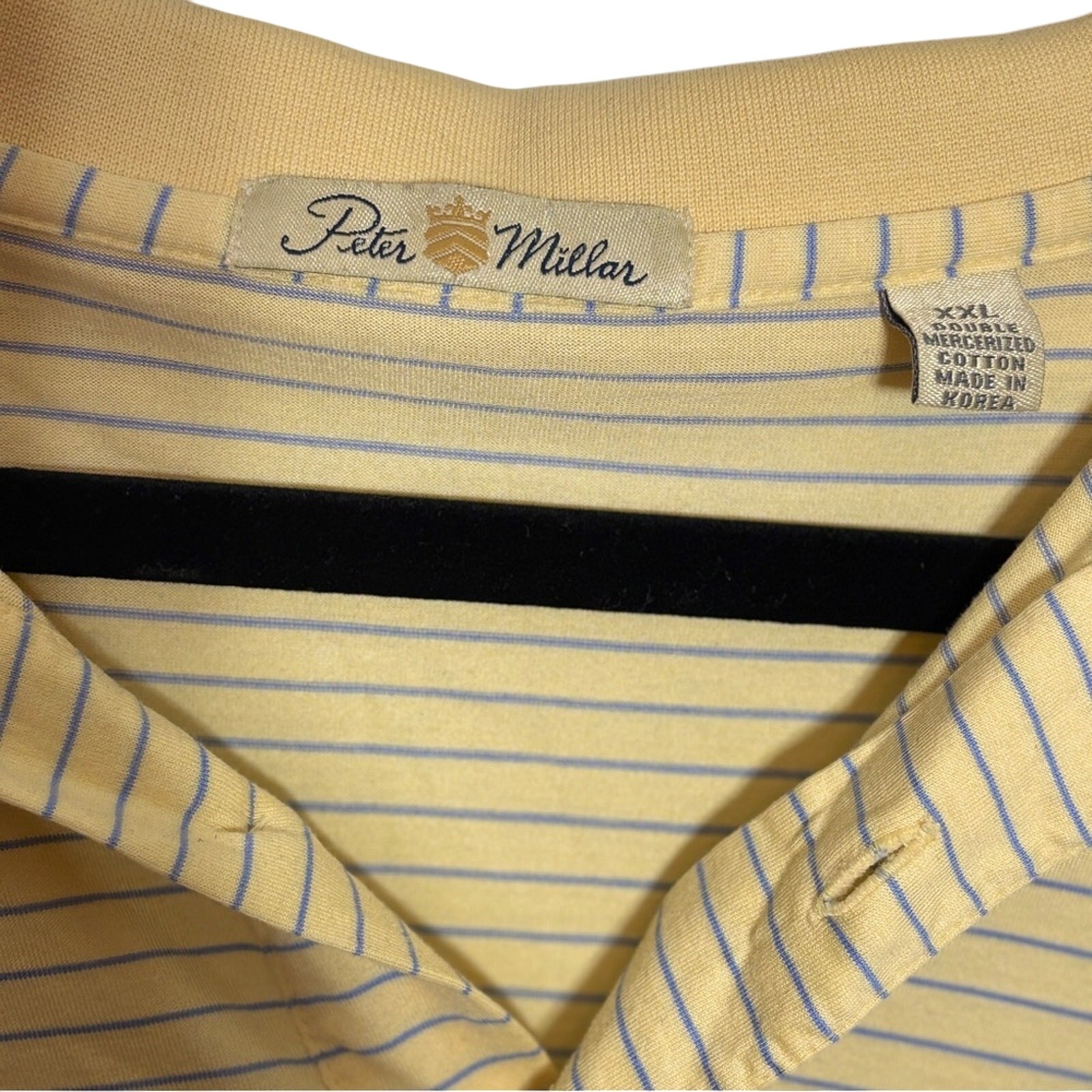 Peter Millar Vintage Tag Yellow Striped Polo Shirt with Textured Fabric XXL gallery
