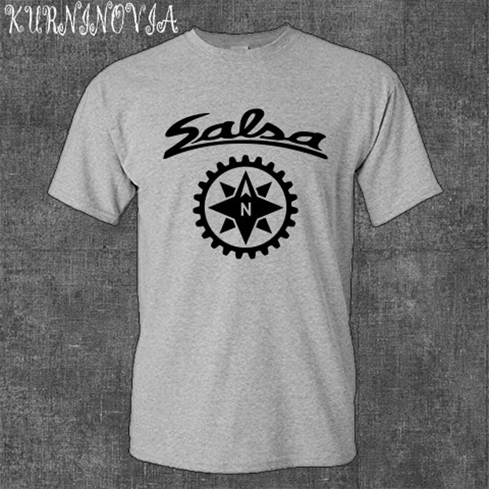 Salsa Bike Bicycle Cycling Men’s Gray T-Shirt Size S to 5XL