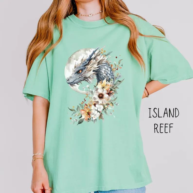 Vintage Moon Dragon Fantasy Art Comfort Tee Shirt Men Women Soft gallery