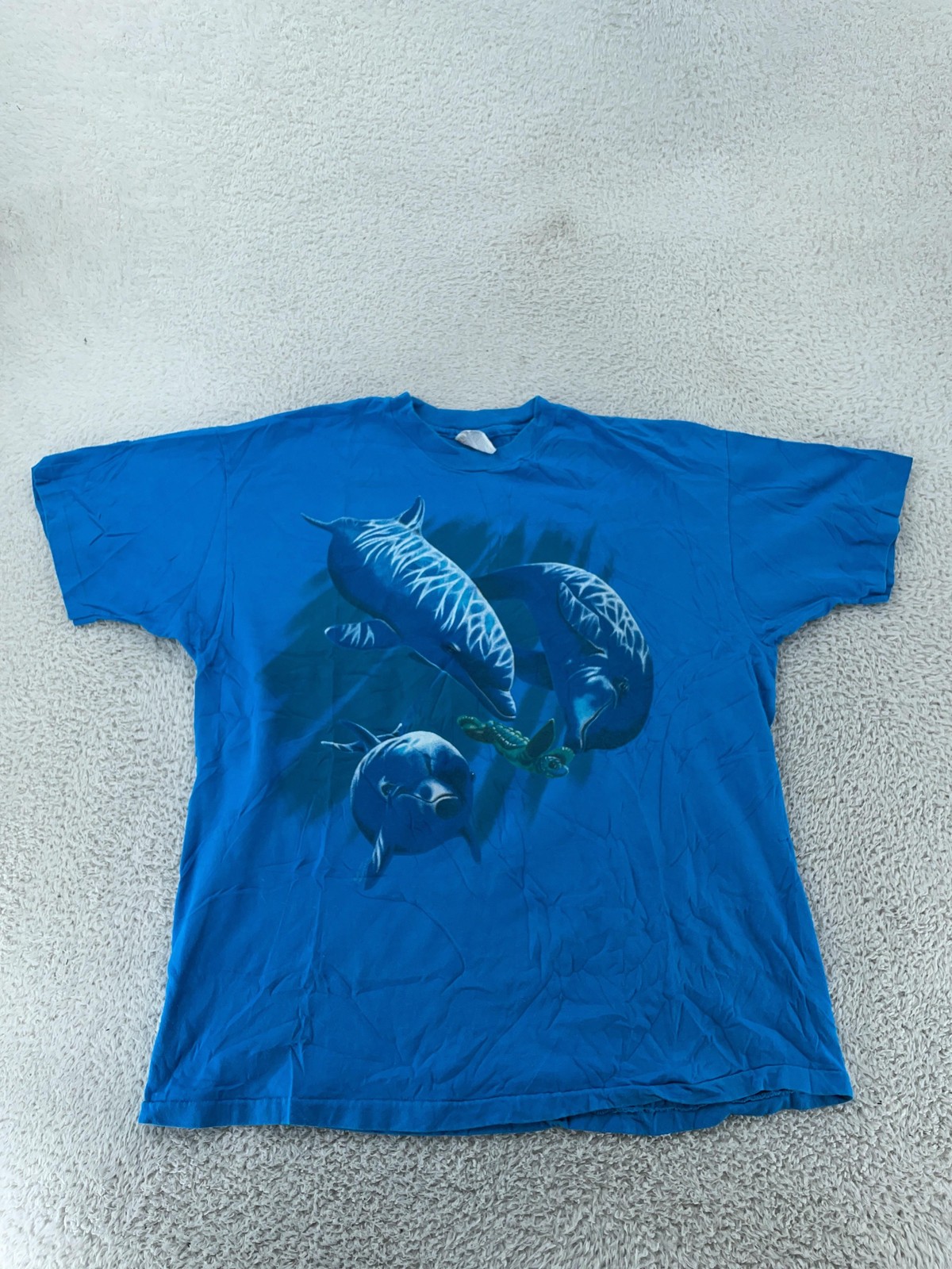 Vintage Dolphin Sea Turtle T-Shirt Mens Large Blue Sea Life Nature Tee Beach gallery