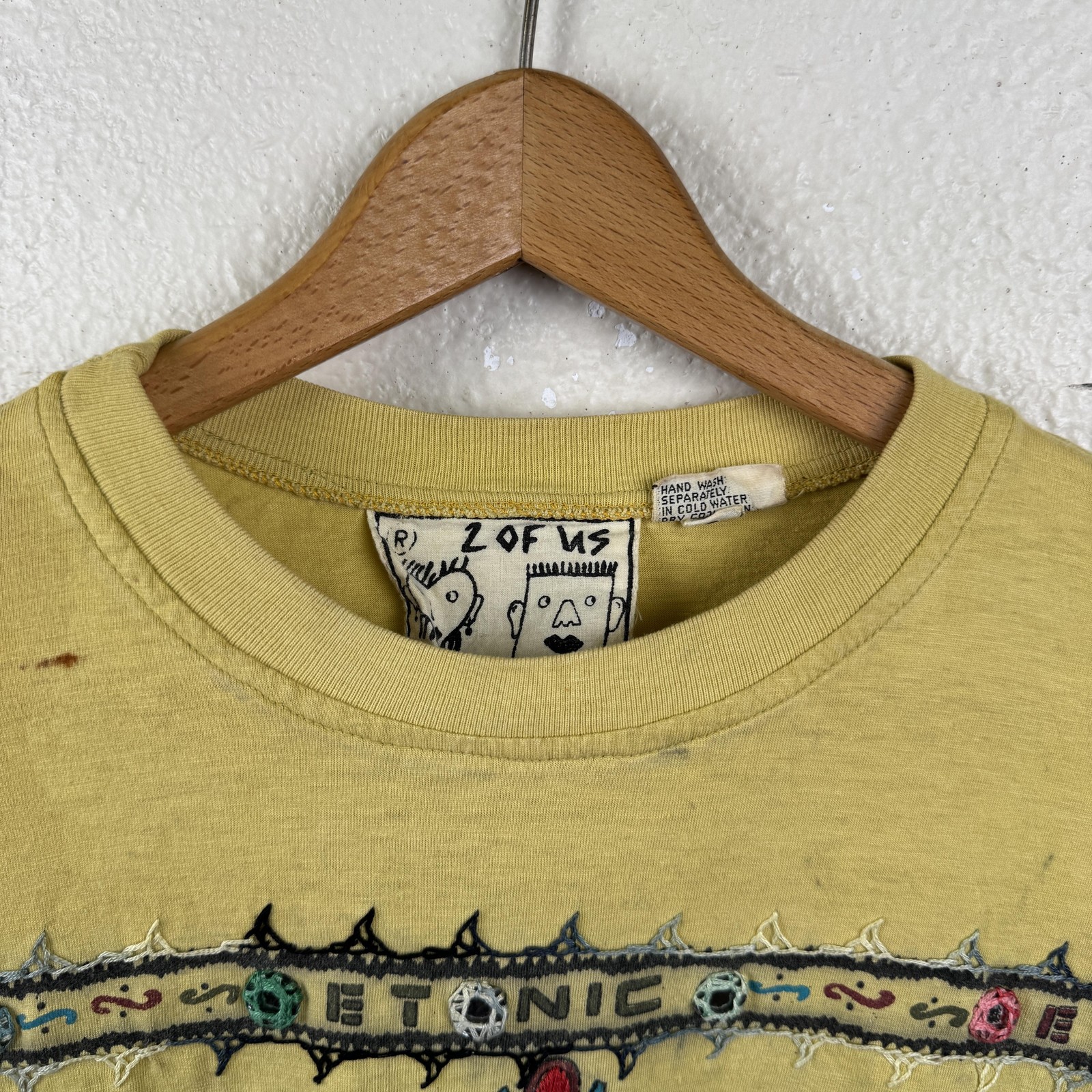 Vintage 2 Of Us Shirt Size Medium Yellow Ethnic Beaded Embroidered Boho 90s gallery