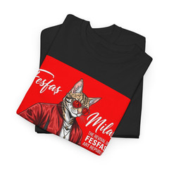 Cat-Themed Heavy Cotton Tee Quirky Graphic T-Shirt