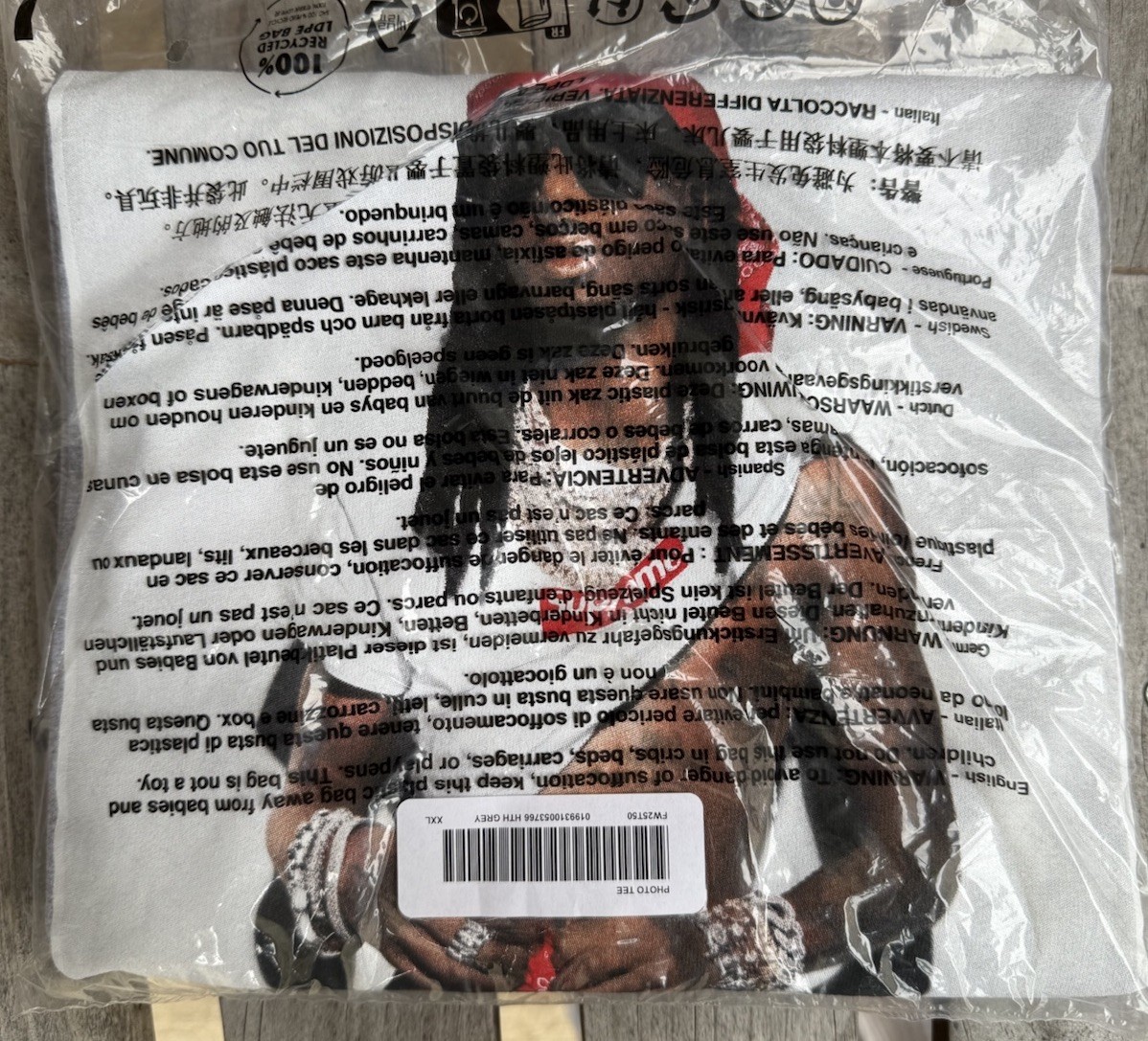 Supreme Playboi Carti Tee Heather Grey Men’s Size XXL FW25 Brand New