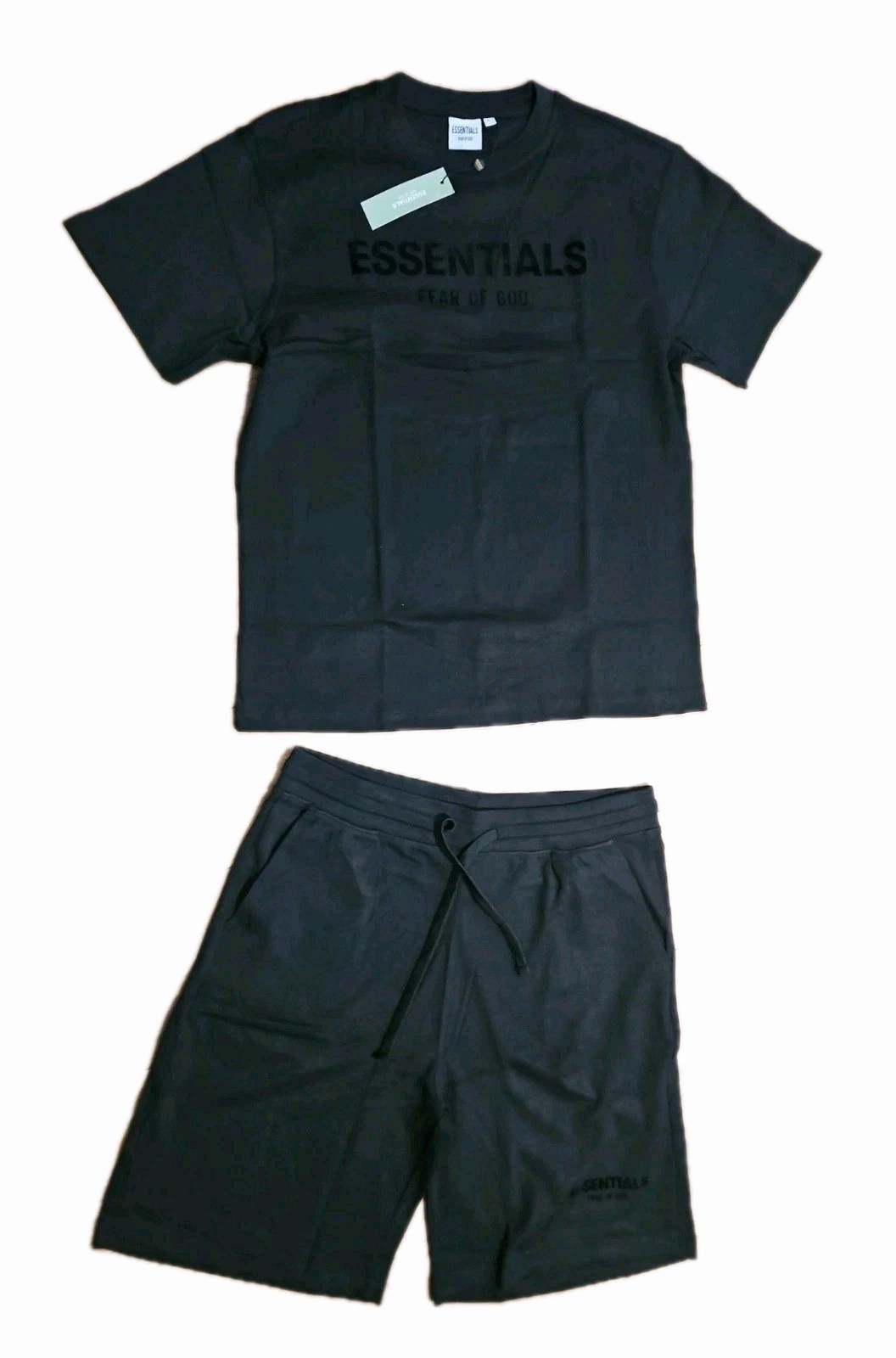Fear Of God Essentials 100% Cotton Tee+Shorts Set Slim Fit Black XL. New