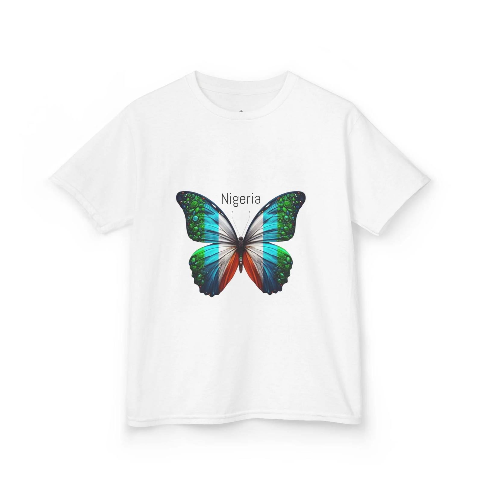 Kids Tee — Colorful Butterfly 'Nigeria' Graphic gallery