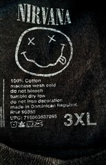 NIRVANA T-Shirt Smiley Face Logo 100% Cotton Size 3XL Grunge Curt Cobain Band