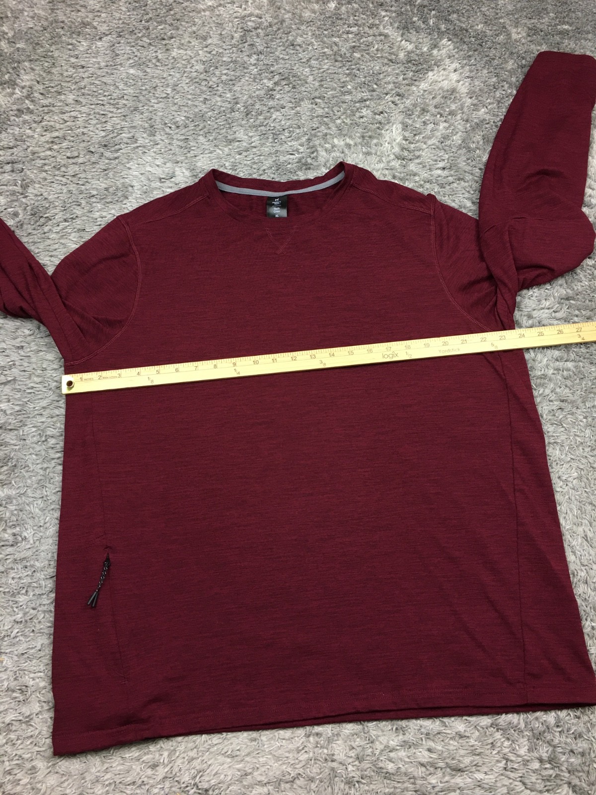 Members Mark Tech Crew Shirt Mens Size Red Maroon Long Sleeve gallery
