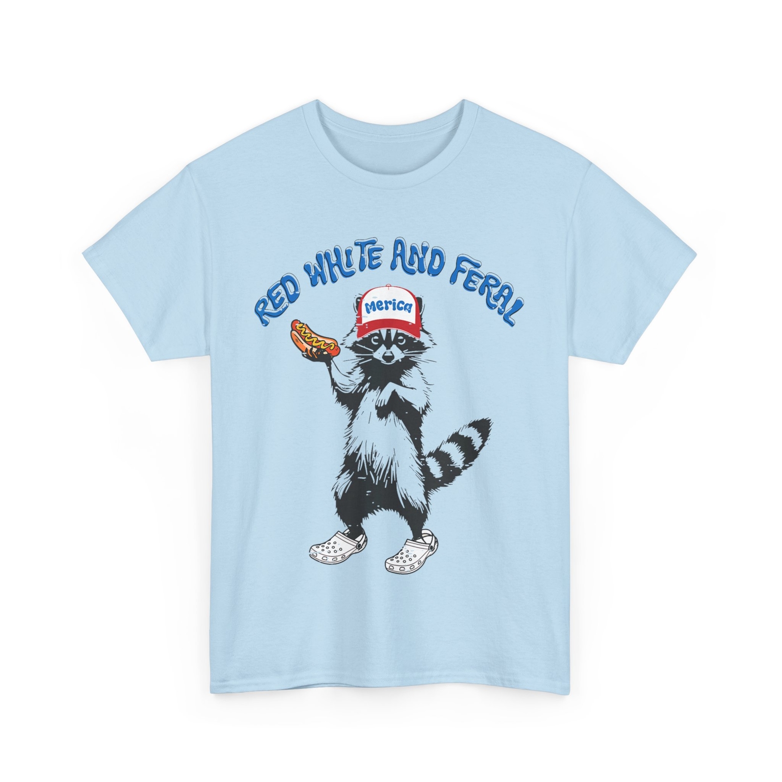 4th of July Shirt, Funny Raccoon Red White And Feral Women Men T-Shirt gallery