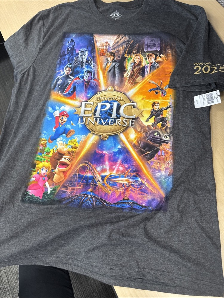 Universal Epic Universe Grand Opening May 22 2025 Adult T-Shirt Size XL NEW!