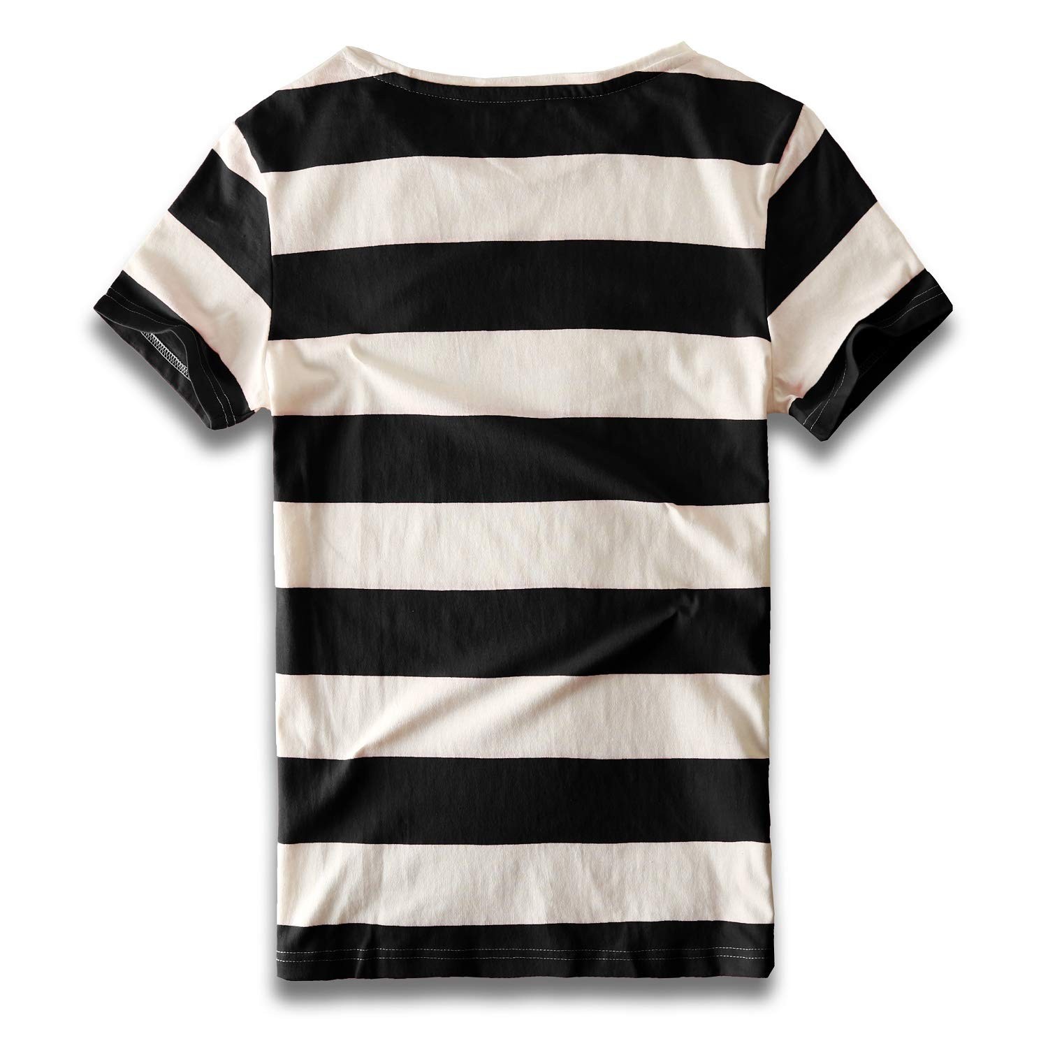 Zecmos Striped T Shirt for Men Crew Neck Slim Fit Wide Stripe Tee Cotton Top gallery