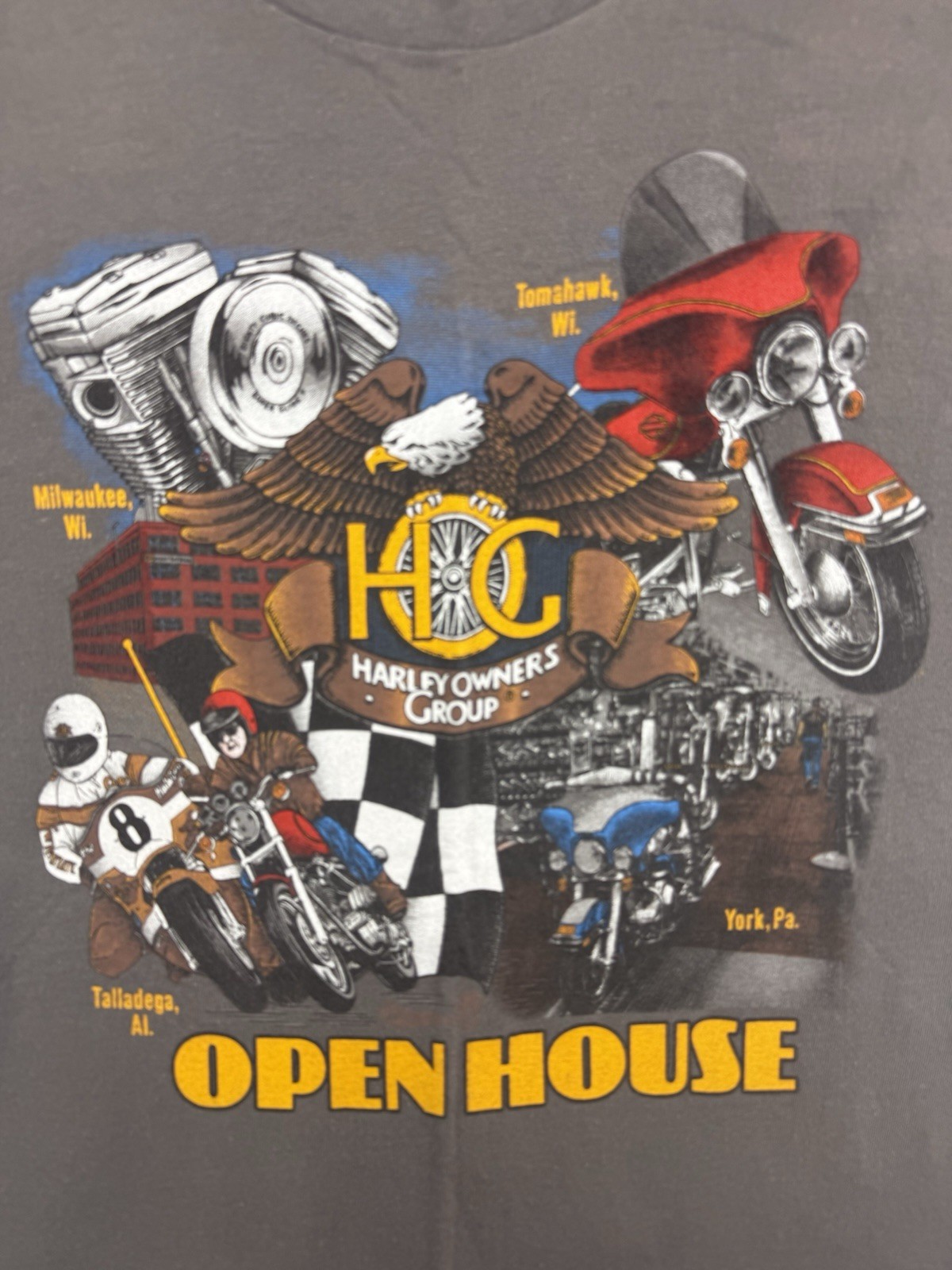 Vintage Harley Davidson HOG Open House T Shirt USA Made Biker XL Gray 90s gallery