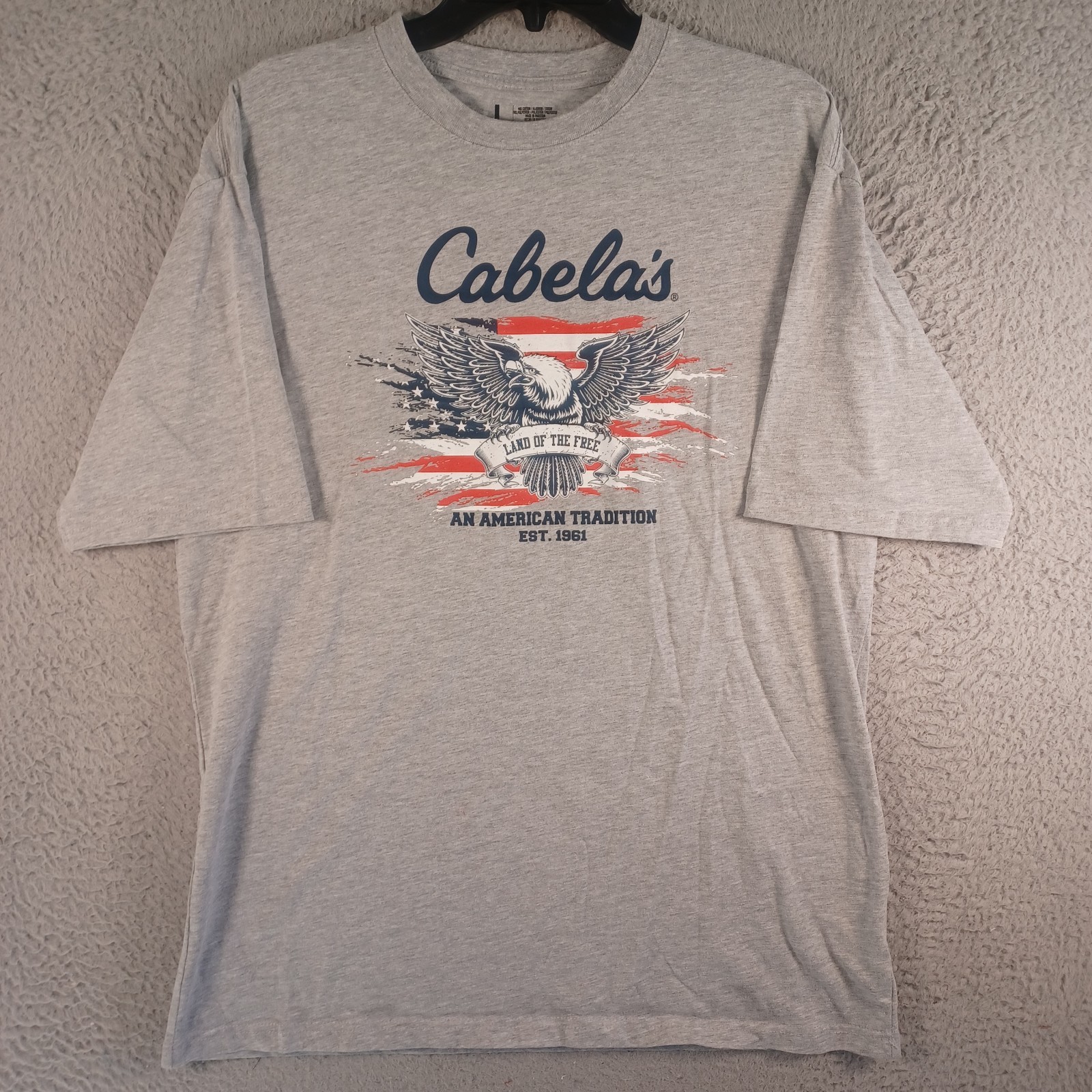 Cabela's Mens Gray T-Shirt Size Large Hunting Camping Outdoor American Tradition gallery