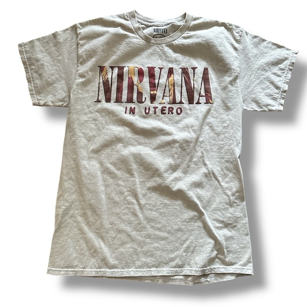 Nirvana Dusty Army Green In Utero Crewneck Graphic Tee Size Large