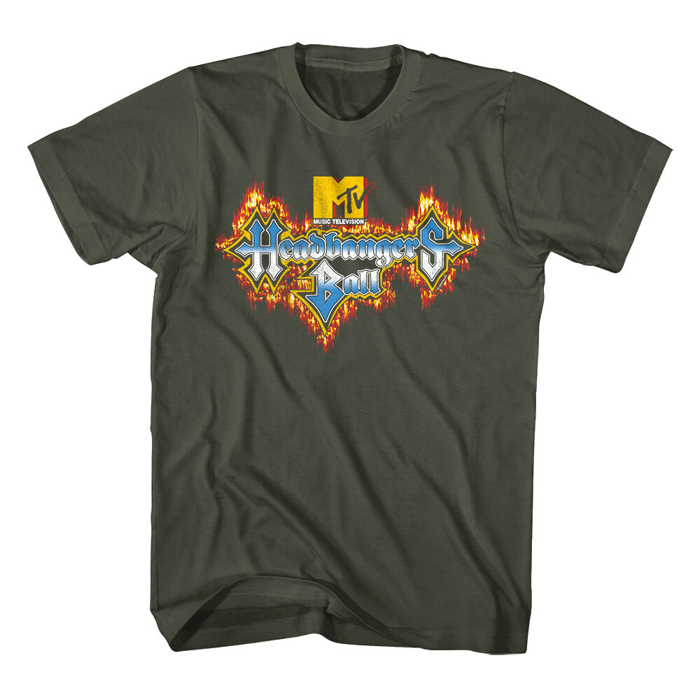 MTV Headbangers Ball Fire Logo Sponsored by MTV Men's T-Shirt Heavy Metal Music gallery