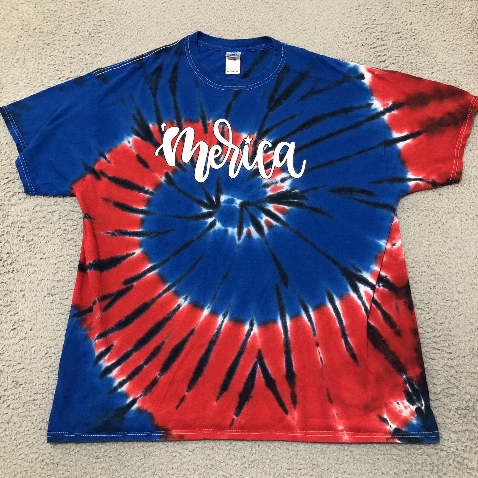 Colortone ‘Merica T-Shirt Mens XL Red White Blue Tie Dye Patriotic T