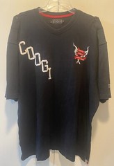 Coogi Men’s Size 3XL Embroidered Crest Shoulder Strap V Neck Black Shirt