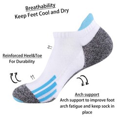 6 Pack Men’s Ankle Low Cut Athletic Tab Socks Sport Comfort Cushion Hosiery