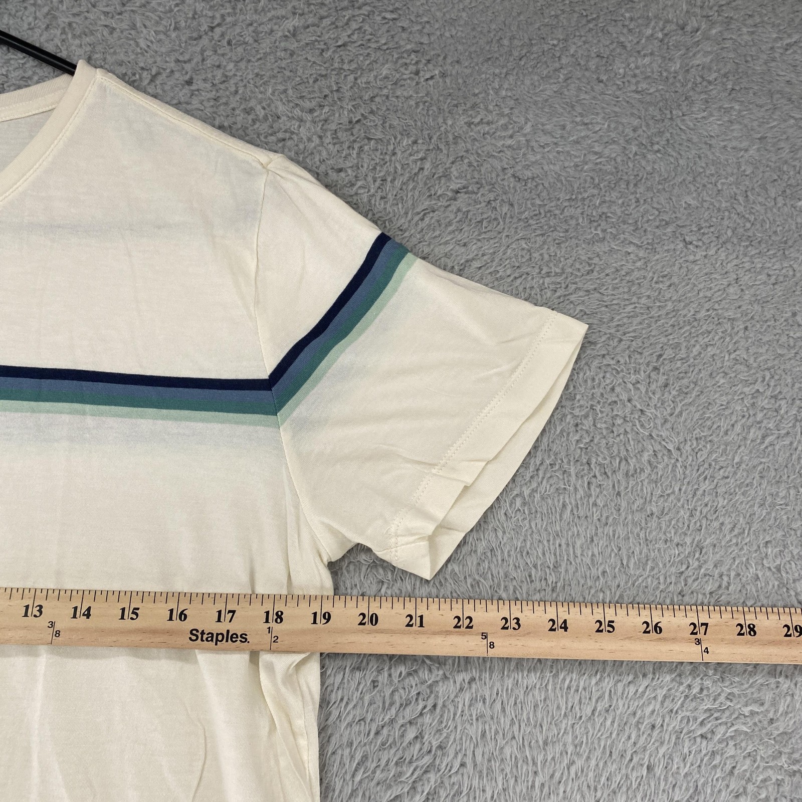 Marine Layer Shirt Mens Medium White Stripe Crewneck Tee Soft Lightweight gallery