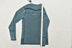 Buckle Black Small Blue Henley Long Sleeve Waffle Knit T-Shirt Moto Ribbed NEW