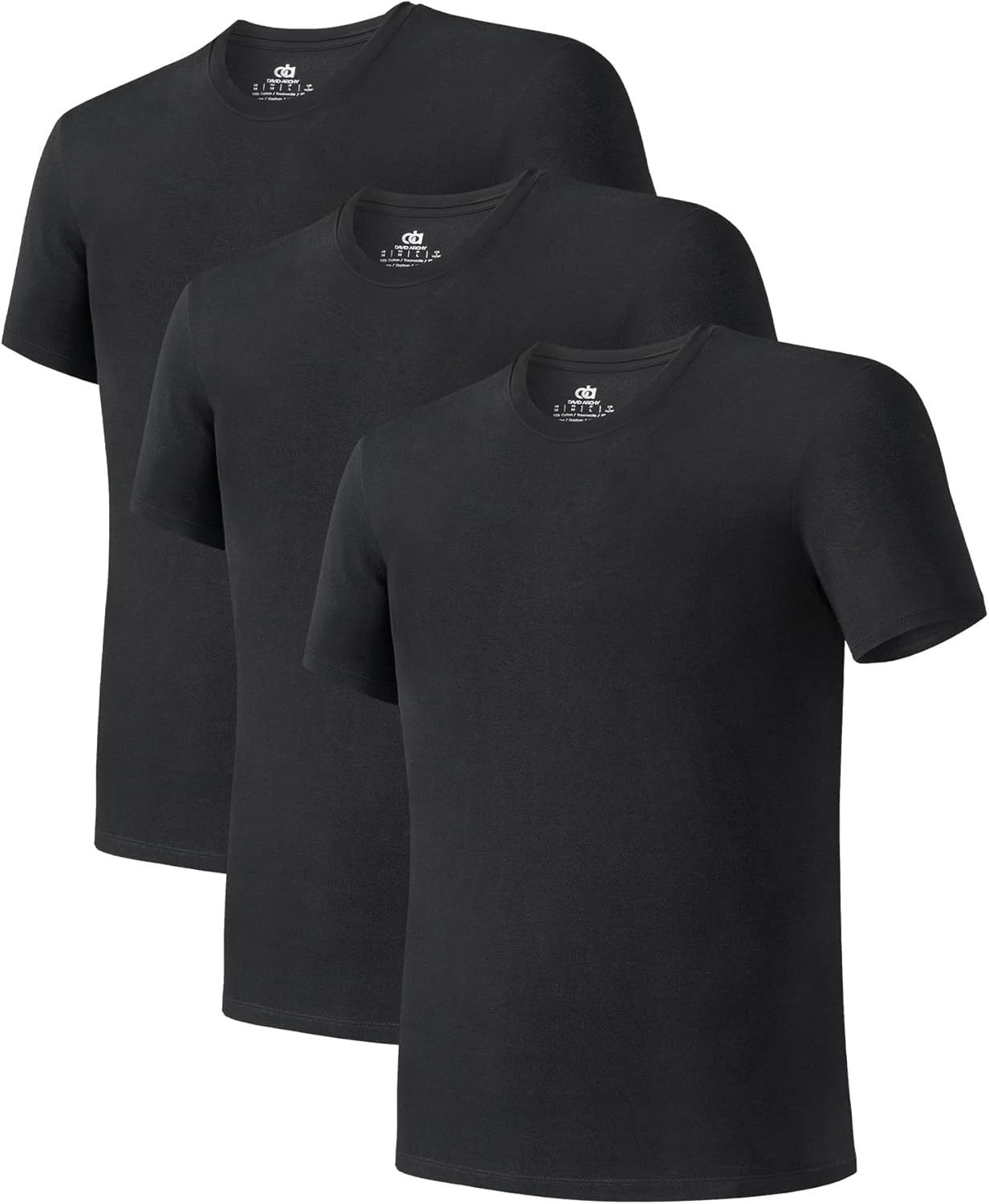 DAVID ARCHY Men Undershirt Combed Cotton T-Shirt Soft Moisture-Wicking gallery