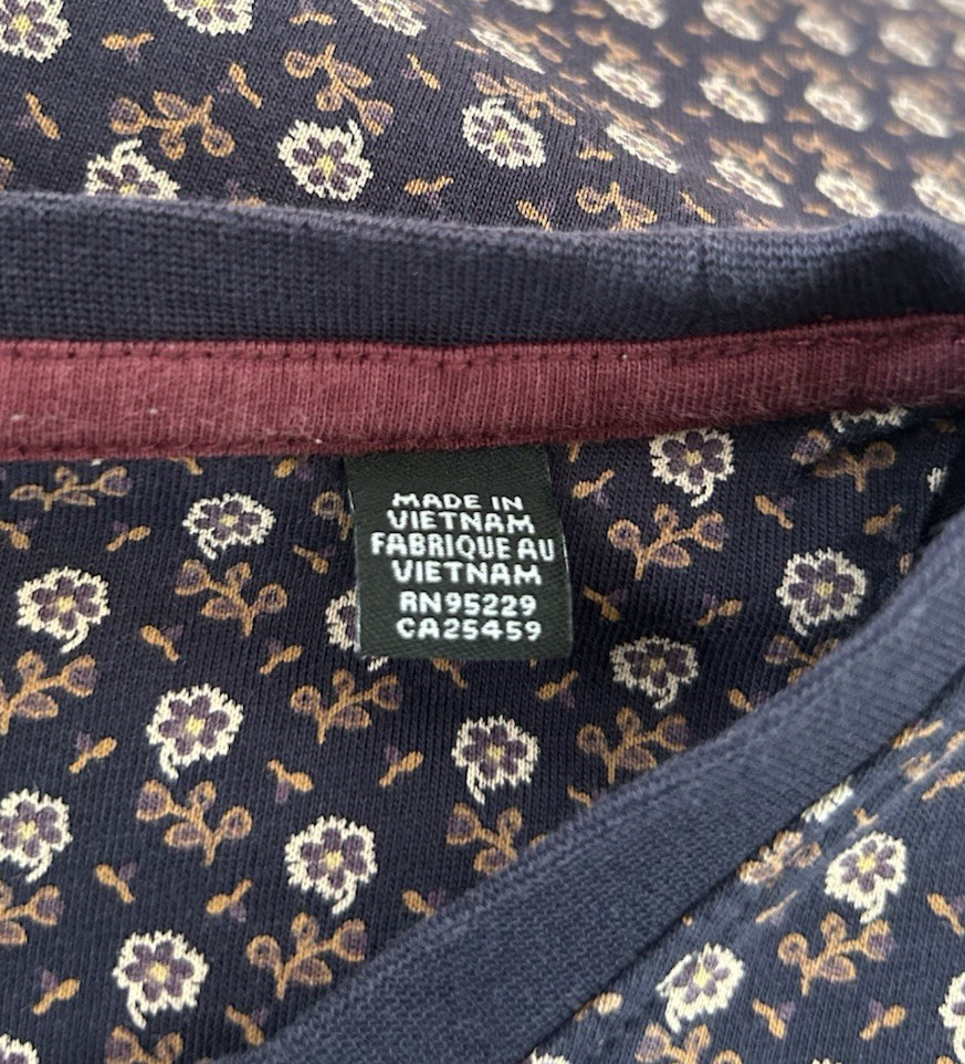 Ted Baker T-shirt Men's Floral Navy 100% Cotton Size 5 - UK XL gallery