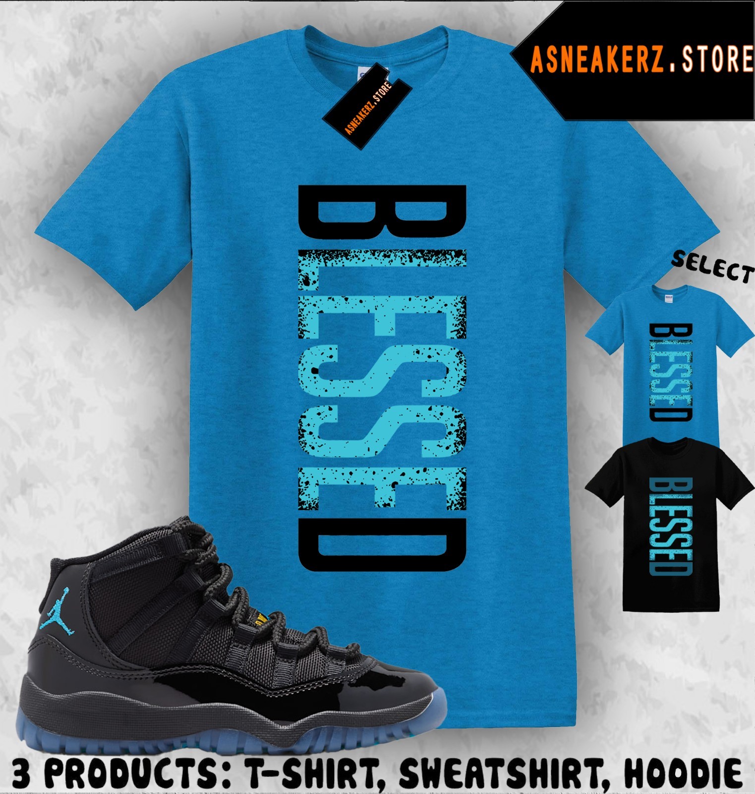 Shirt Match AJ 11 Gamma Blue 2025 Sneaker Matching Tee VERTBLS Blessed T-Shirt gallery