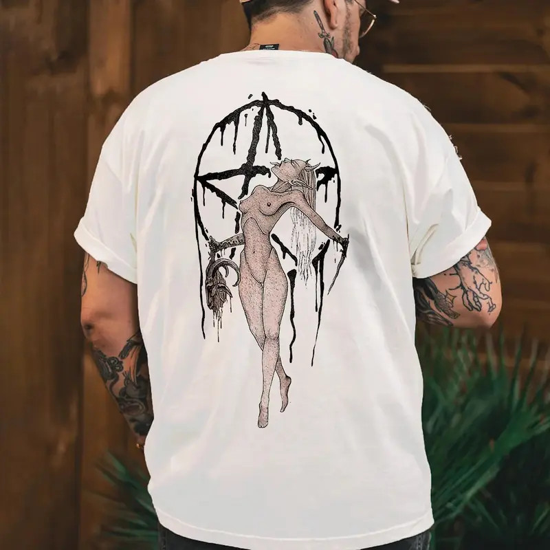 Star Guardian Witch with Nude Graphic Print Tee Gift For Him