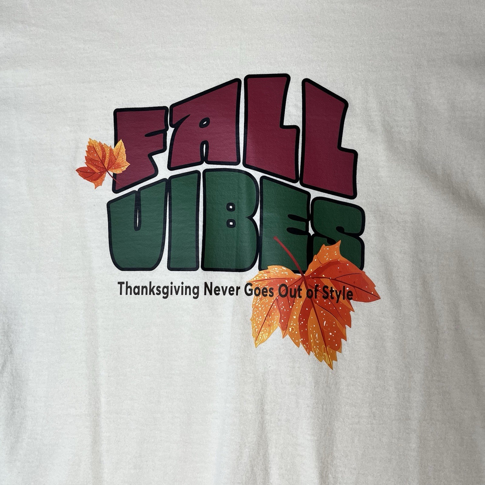 New Gildan Fall Vibes T-Shirt Unisex Medium Ivory Short Sleeve Crew Thanksgiving gallery