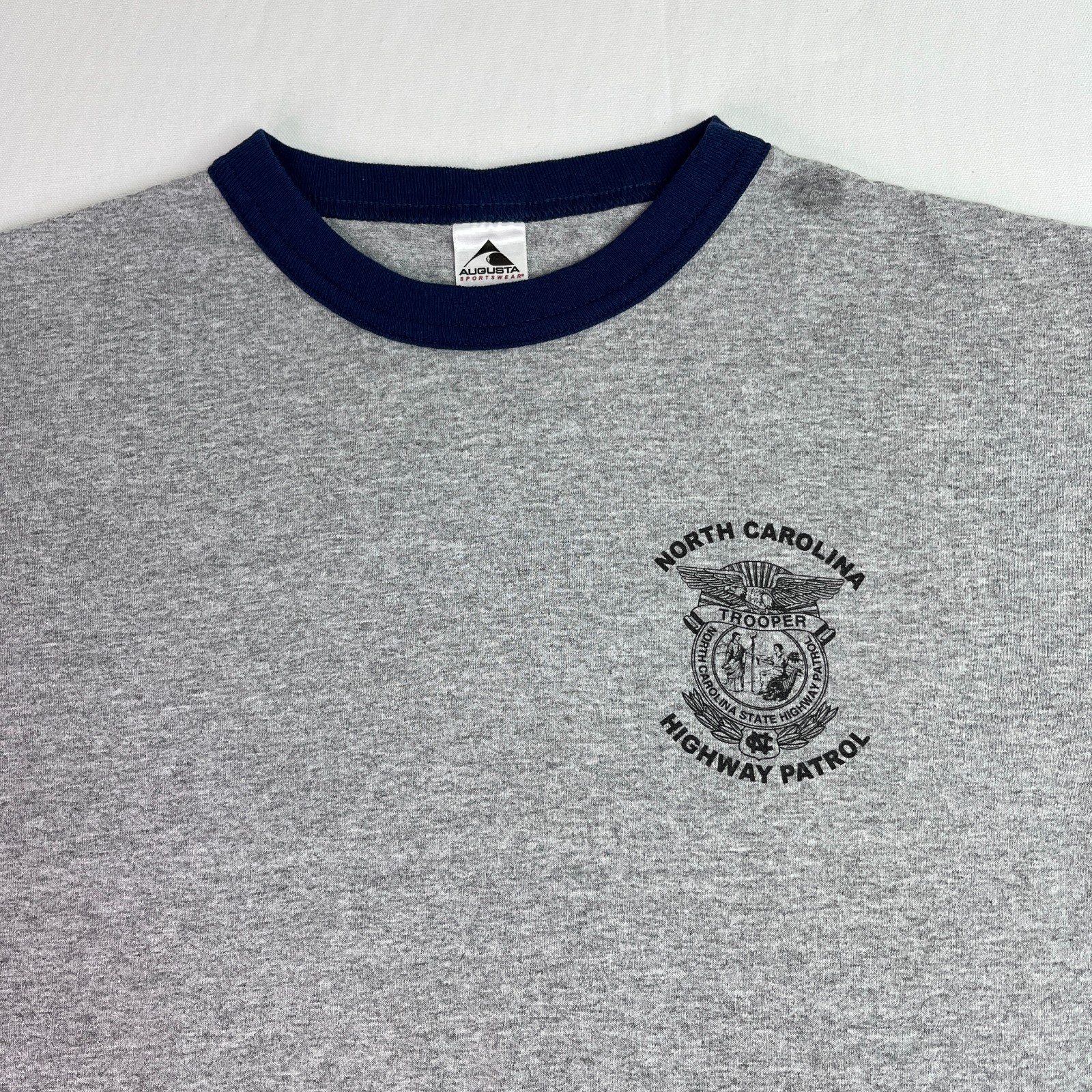 Augusta Sportswear Mens L Gray Ringer T Shirt NC Highway Patrol Graphic gallery