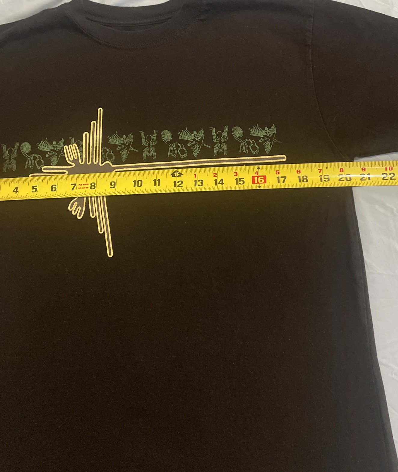 Nazca Peru Lines Graphic T-Shirt Black Hummingbird Geoglyph Souvenir Size M gallery