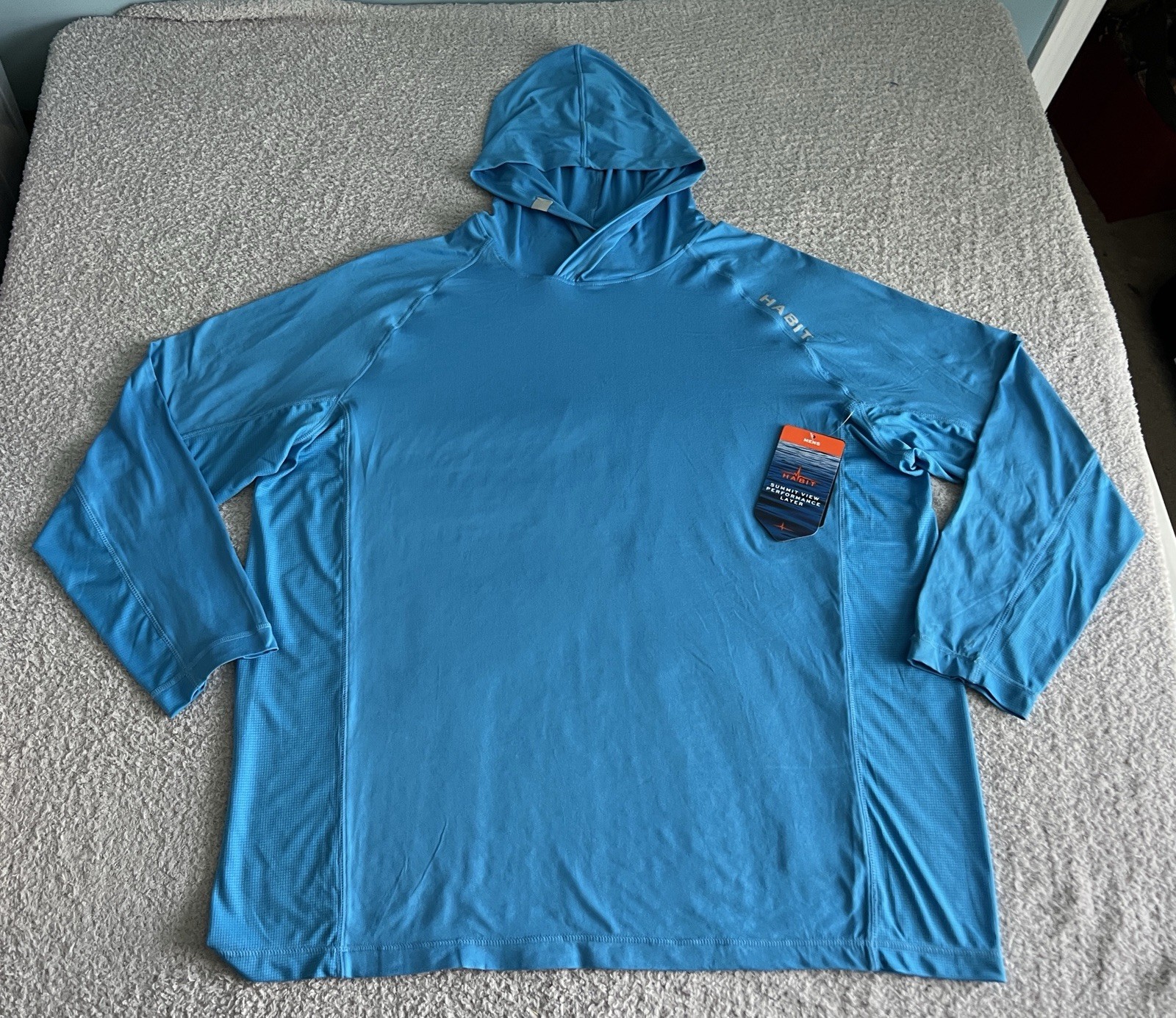 Habit Hooded Shirt Men’s 2XL Blue Hooded Performance Wicking UPF Stretch *Flaw gallery