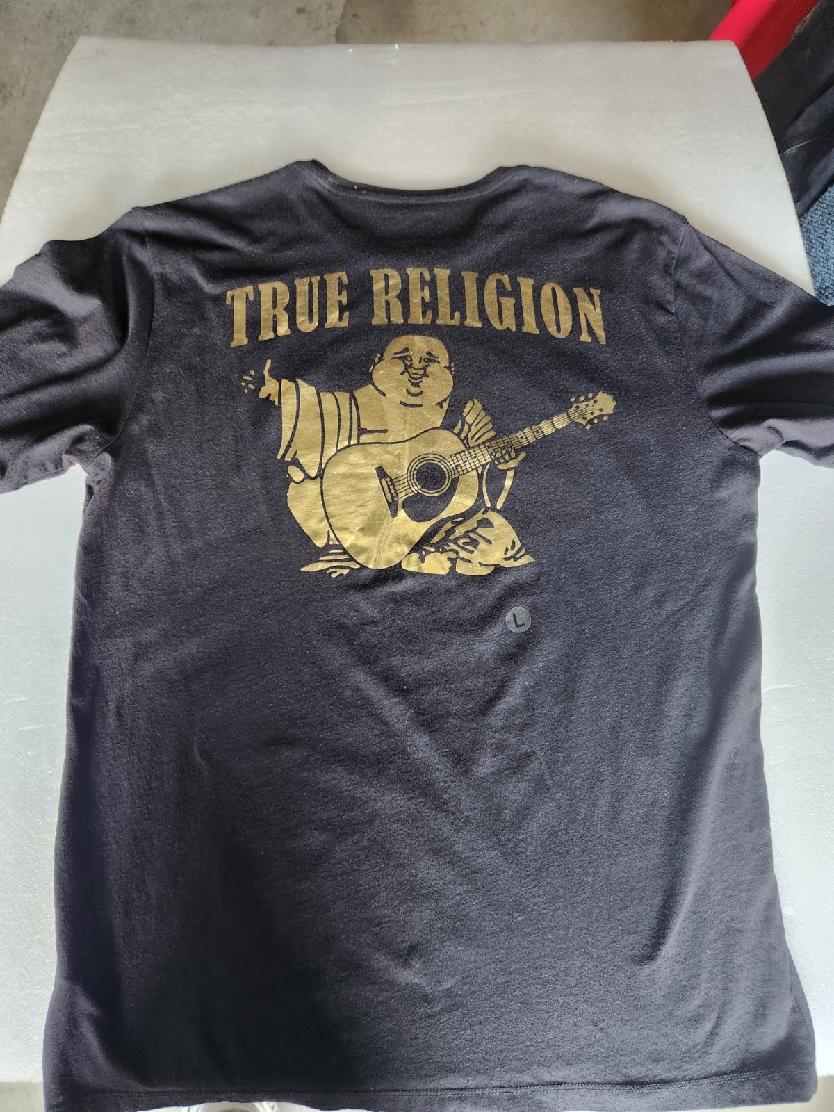 True Religion Solid Gold Buddha Tee Black S/S T-shirt Men's Size Large NWT gallery