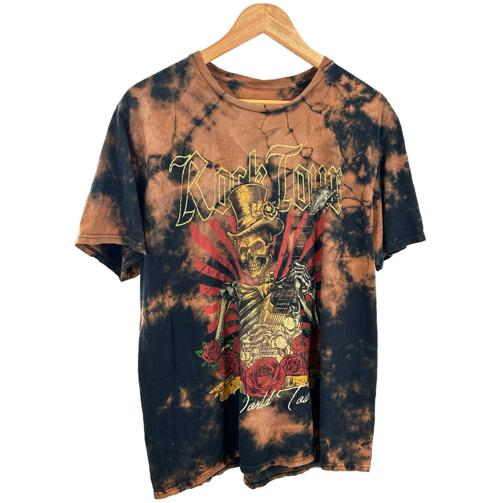 Chemistry Men’s Shirt XL Bleach All Over Print Rock Tour World Tour Tee Skeleton
