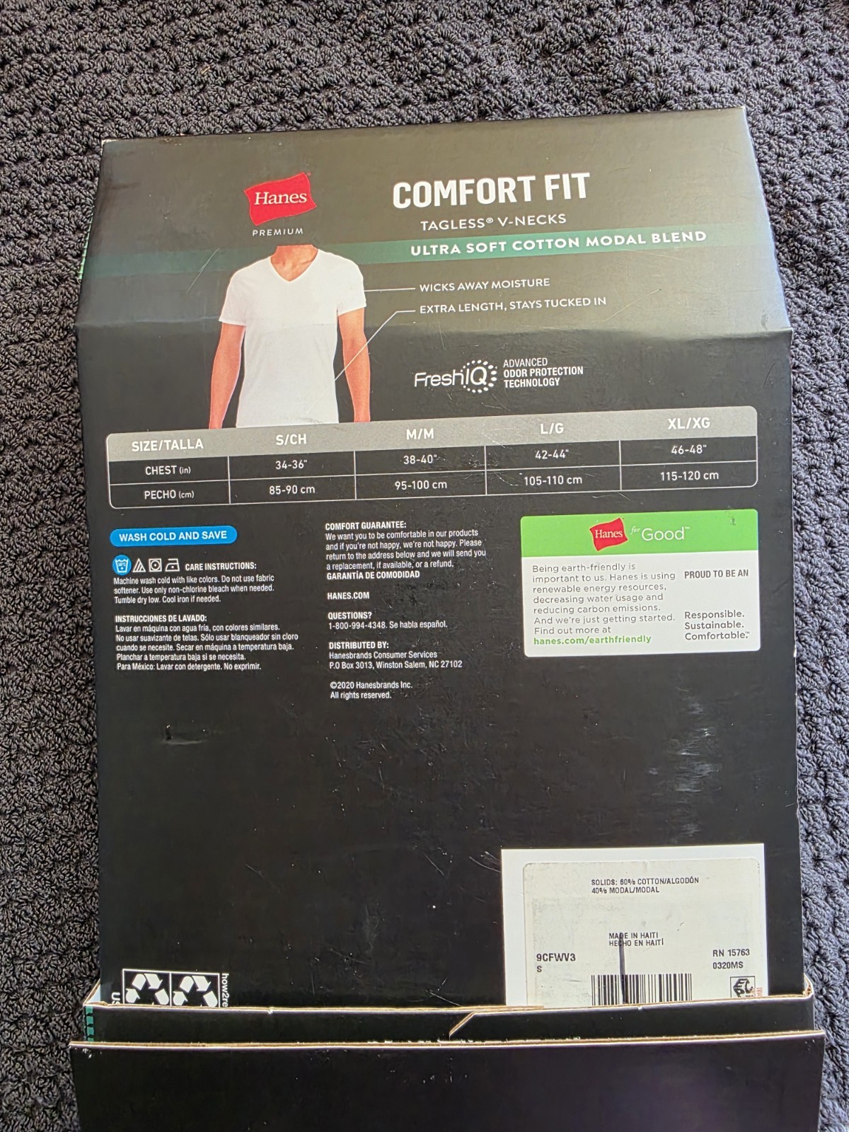Hanes® Men's V neck T-shirt 3 pack White " COMFORT FIT & COTTON STRETCH " Small gallery