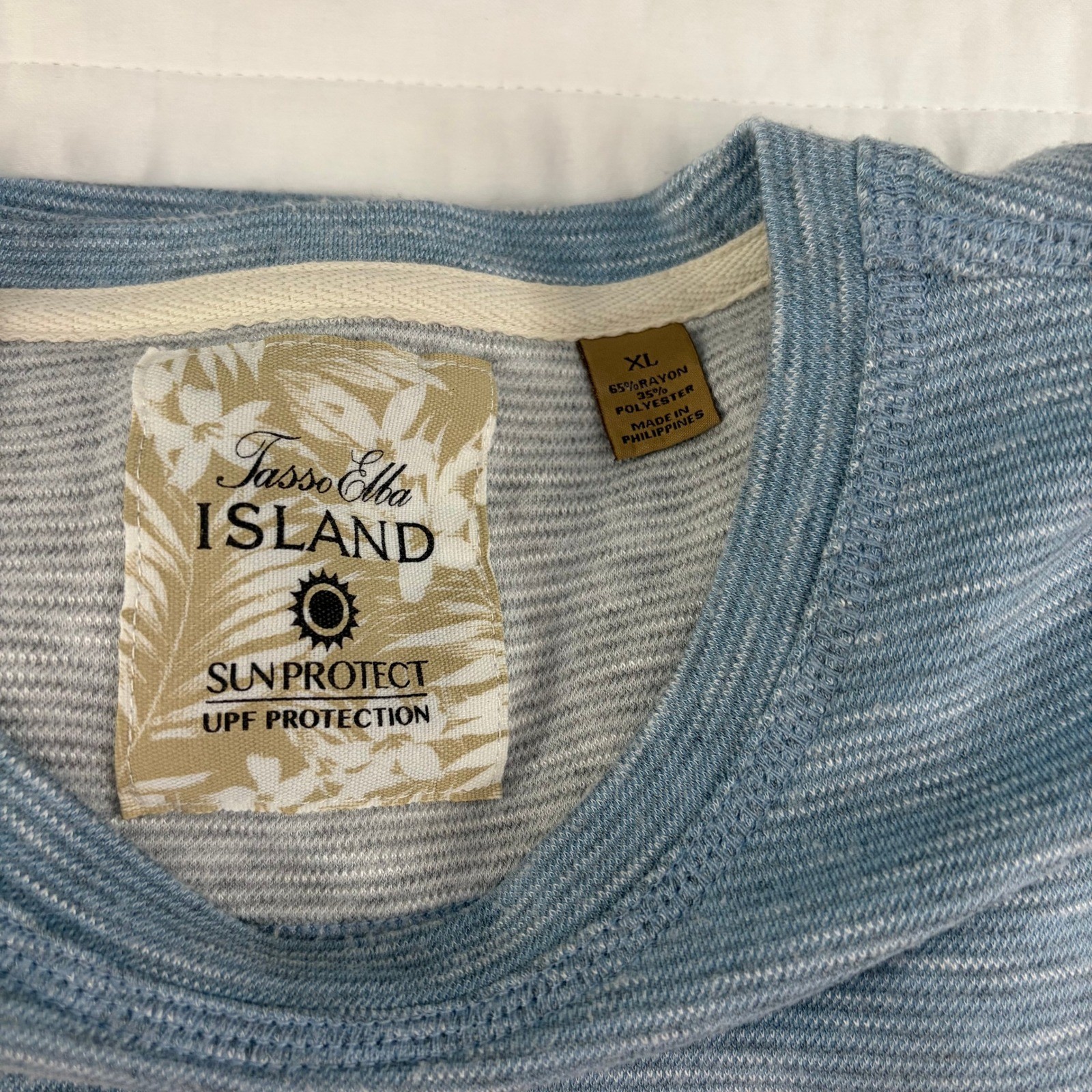 Tasso Elba Island Blue Striped Long Sleeve Sun Protection UPF Shirt Mens XL gallery