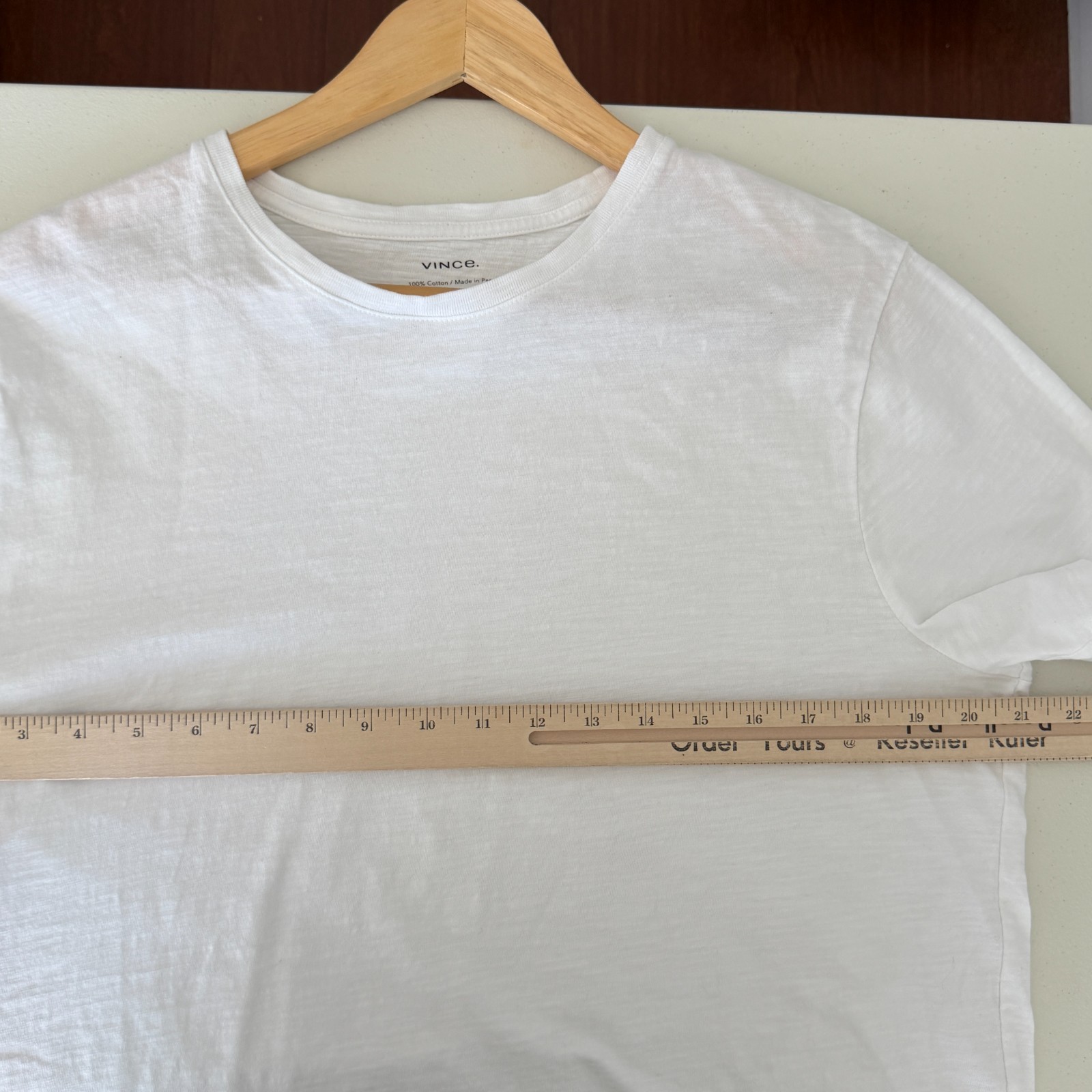 VINCE Shirt Mens Large White Heather Crew Neck Pima Cotton Short Sleeve Minimal gallery