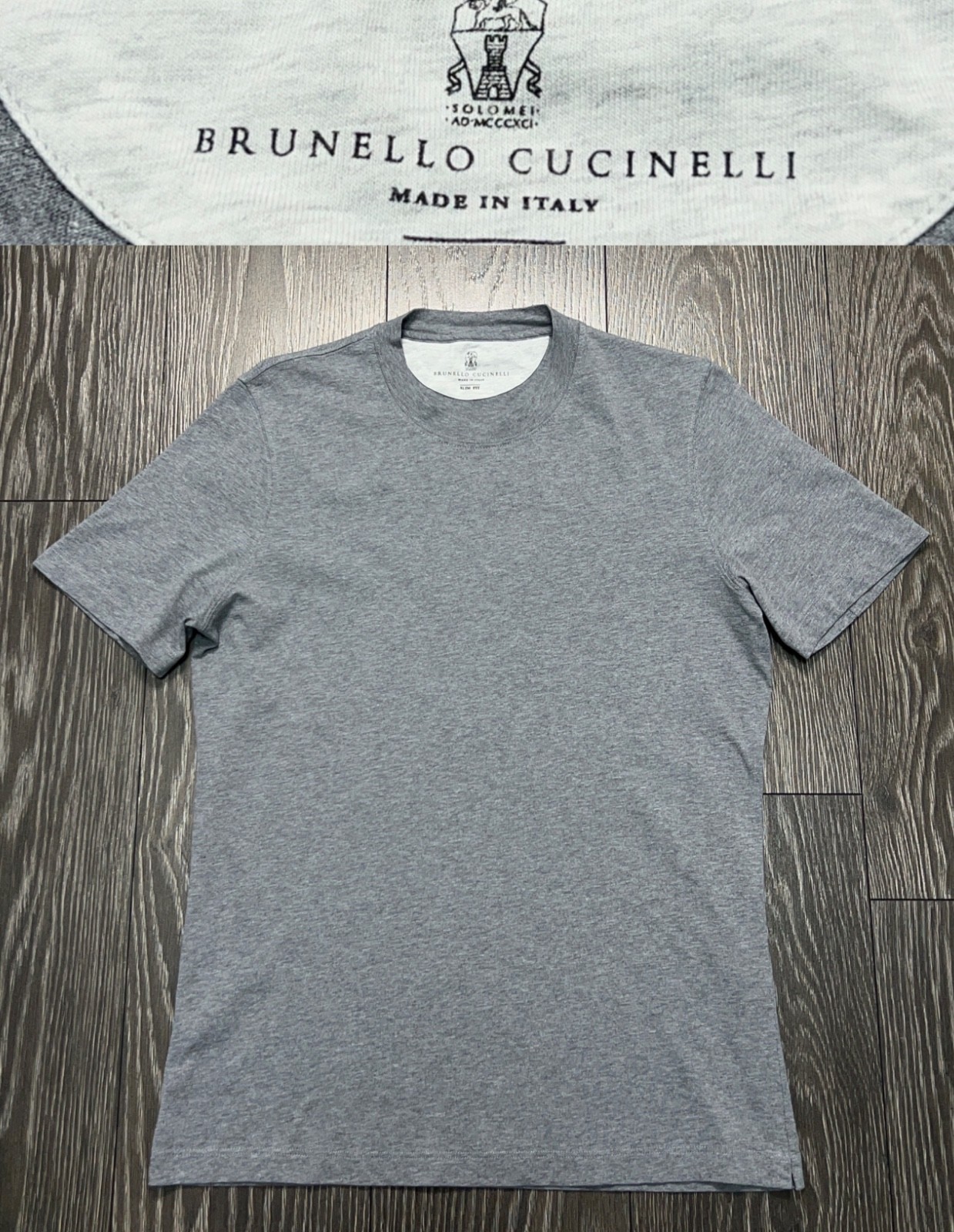 Luxury Mens Brunello Cucinelli Slim Fit Gray Cotton T Shirt Tee Classic Size S gallery