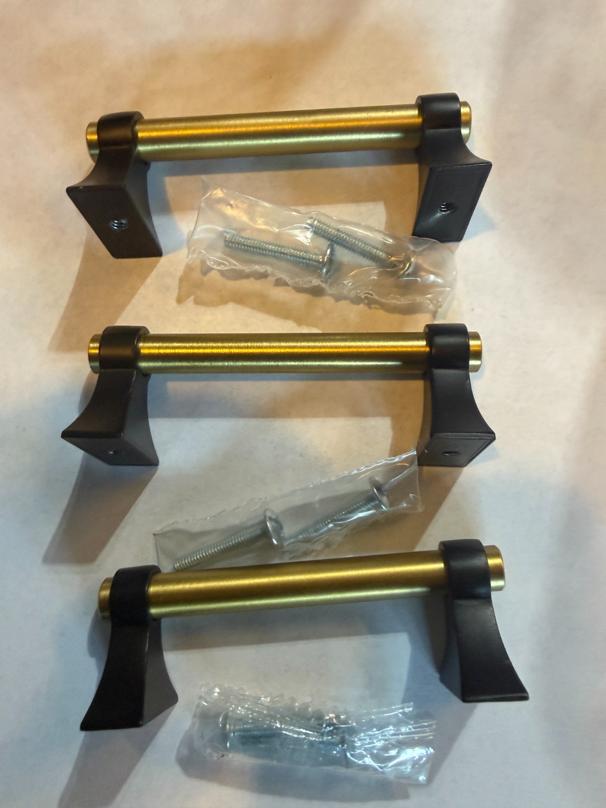 Brass & Black Drawer Pulls with Screws  (YD T-2)
