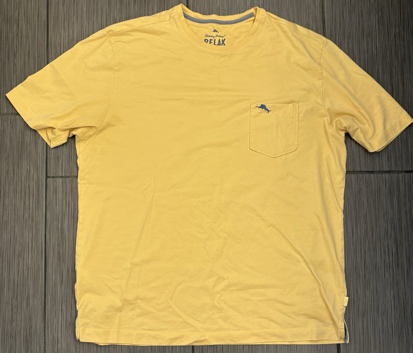 Tommy Bahama Bali Skyline Yellow Short Sleeve Pocket T-shirt Large Pima Cotton gallery