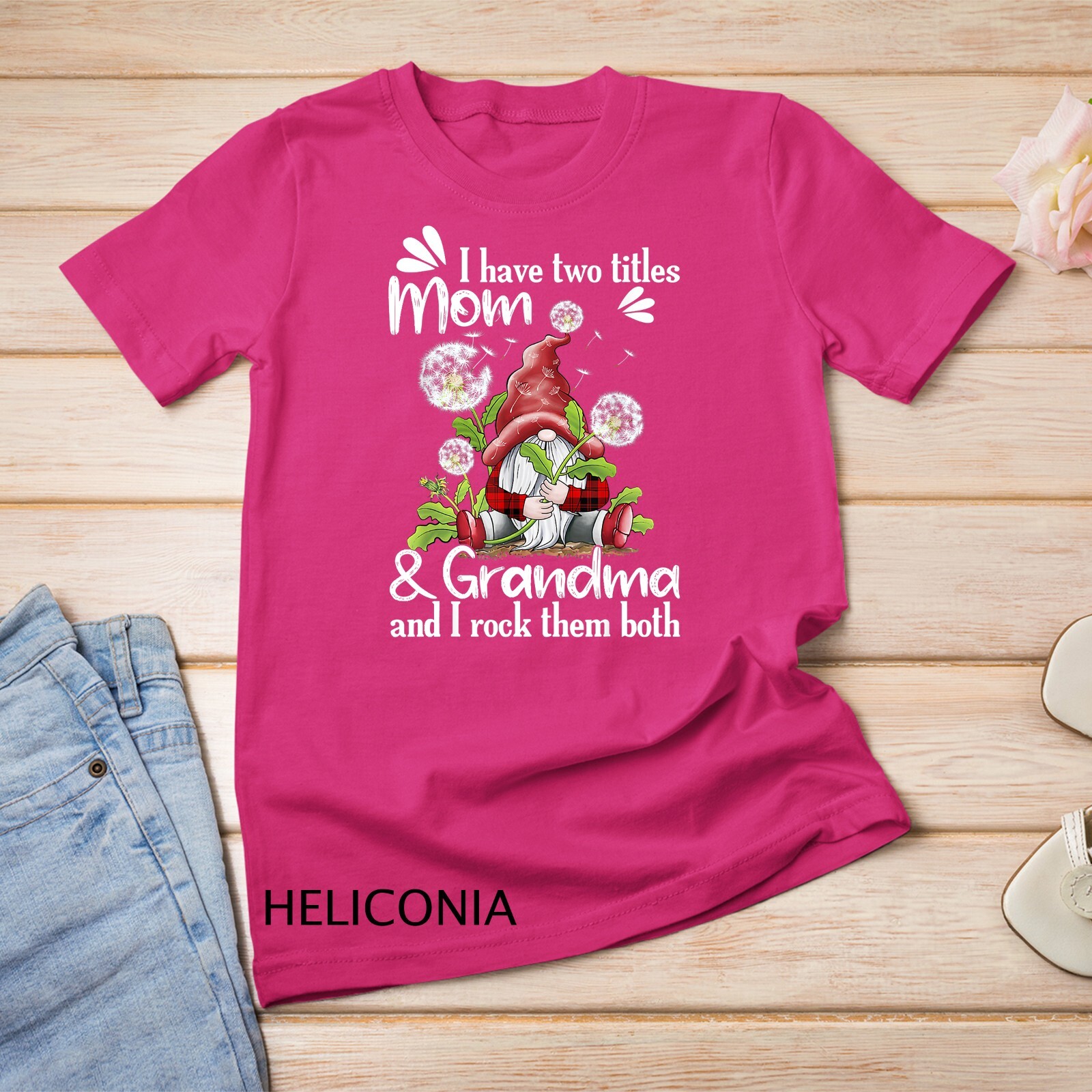 I have two titles MOM and grandma Dandelion Gnome mother day Unisex T-shirt gallery